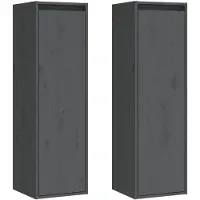 vidaXL Armoires murales 2 pcs Gris 30x30x100 cm Bois de pin massif