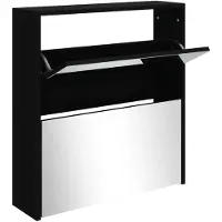 vidaXL Armoire à chaussures avec miroir à 2 niveaux Noir 63x17x67 cm