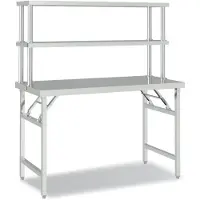 vidaXL Table de travail de cuisine avec panneau à poser 120x60x145 cm inox