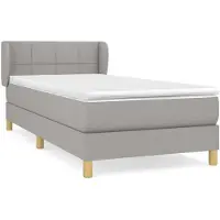 vidaXL Lit boxspring avec matelas gris clair 100x200 cm Tissu