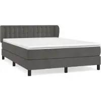 vidaXL Lit boxspring avec matelas gris foncé 140x200 cm velours