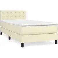 vidaXL Lit boxspring avec matelas Crème 90x200 cm simili-cuir