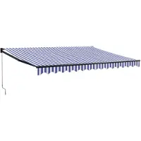 vidaXL Auvent rétractable Bleu et blanc 4x3 m Tissu et aluminium