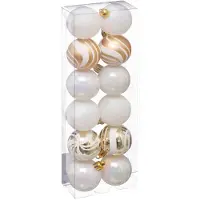 Atmosphera Déco de sapin Lot de 12 Boules de Noël D 4 cm - Or et Blanc