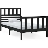vidaXL Lit en bois massif noir 75x190 cm
