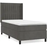 vidaXL Lit boxspring avec matelas gris foncé 100x200 cm velours
