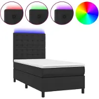 vidaXL Lit Boxspring avec matelas & LED Noir 90x190 cm Similicuir
