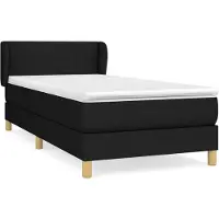 vidaXL Lit boxspring avec matelas noir 90x190 cm Tissu