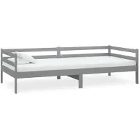 vidaXL Lit "Hödingen" en bois massif gris. Dimensions (L/L/H) 204x98x57 cm