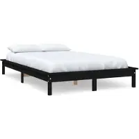 vidaXL Lit en bois massif noir 120x200 cm pin