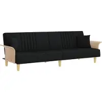 vidaXL Canapé-lit avec accoudoirs noir tissu