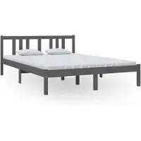 vidaXL Lit en bois massif gris 140x200 cm