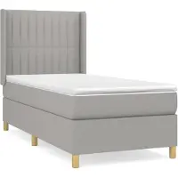 vidaXL Lit boxspring avec matelas gris clair 90x200 cm Tissu