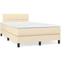 vidaXL Lit Boxspring avec matelas Crème 120x200 cm Tissu