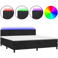 vidaXL Lit boxspring avec matelas & LED noir 200x200 cm velours