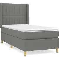 vidaXL Lit boxspring avec matelas gris foncé 90x200 cm Tissu