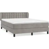 vidaXL Lit boxspring avec matelas gris clair 140x200 cm velours