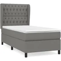 vidaXL Lit boxspring avec matelas gris foncé 90x190 cm Tissu