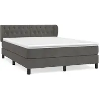 vidaXL Lit boxspring avec matelas gris foncé 140x200 cm velours