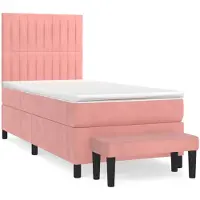 vidaXL Lit boxspring avec matelas rose 80x200 cm velours