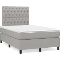 vidaXL Lit boxspring avec matelas gris clair 120x200 cm Tissu