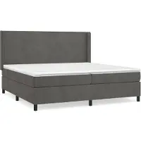 vidaXL Lit boxspring avec matelas gris foncé 200x200 cm velours