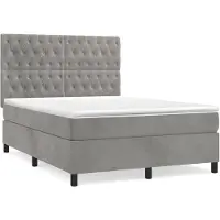 vidaXL Lit boxspring avec matelas gris clair 140x190 cm velours