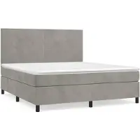 vidaXL Lit boxspring avec matelas gris clair 160x200 cm velours