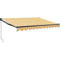 vidaXL Marquise rétractable jaune et blanc 3,5x2,5 m Tissu et aluminium