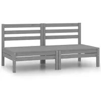 vidaXL Canapé de jardin 2 places gris pin massif