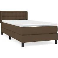 vidaXL Lit boxspring avec matelas brun foncé 100x200 cm Tissu