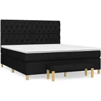 vidaXL Lit boxspring avec matelas noir 160x200 cm Tissu