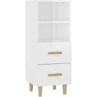 vidaXL Sideboard blanc brillant 34,5x34x90 cm Bois composite