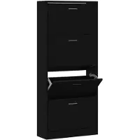 vidaXL Armoire à chaussures Noir 63x24x147 cm Bois d'ingénierie