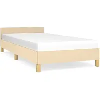 vidaXL Cadre de lit avec tête de lit sans matelas Crème 90x190 cm Tissu