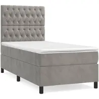 vidaXL Lit boxspring avec matelas gris clair 90x200 cm velours