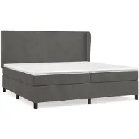 vidaXL Lit boxspring avec matelas gris foncé 200x200 cm velours