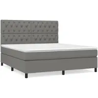 vidaXL Lit boxspring avec matelas gris foncé 160x200 cm Tissu