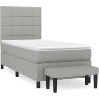 vidaXL Lit boxspring avec matelas gris clair 90x200 cm Tissu