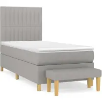 vidaXL Lit boxspring avec matelas gris clair 90x200 cm Tissu