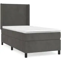 vidaXL Lit boxspring avec matelas gris foncé 90x190 cm velours