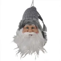 Clayre & Eef Pendentif de Noël Père Noël 10x9x28 cm Gris Plastique