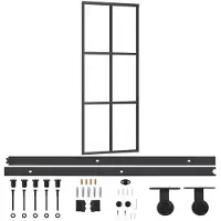 vidaXL Porte coulissante avec ferrure verre ESG & aluminium 76x205 cm