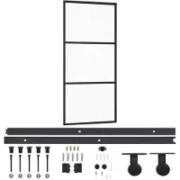 vidaXL Porte coulissante avec ferrure verre ESG & aluminium 90x205 cm