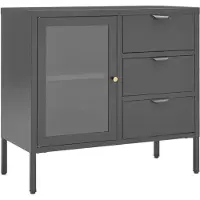 vidaXL Sideboard Anthracite 75x35x70 cm Acier et verre trempé