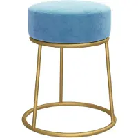 vidaXL Tabouret rond Bleu clair Velours