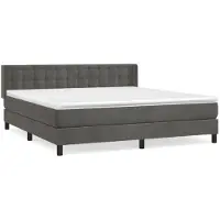 vidaXL Lit boxspring avec matelas gris foncé 160x200 cm velours