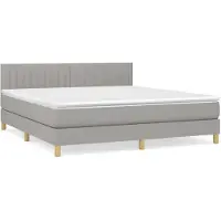 vidaXL Lit boxspring avec matelas gris clair 160x200 cm Tissu