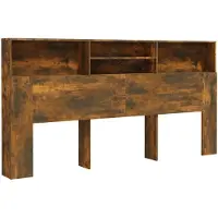 vidaXL Tête de lit avec étagères chêne fumé 200x19x103,5 cm