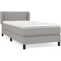 vidaXL Lit boxspring avec matelas gris clair 90x200 cm Tissu